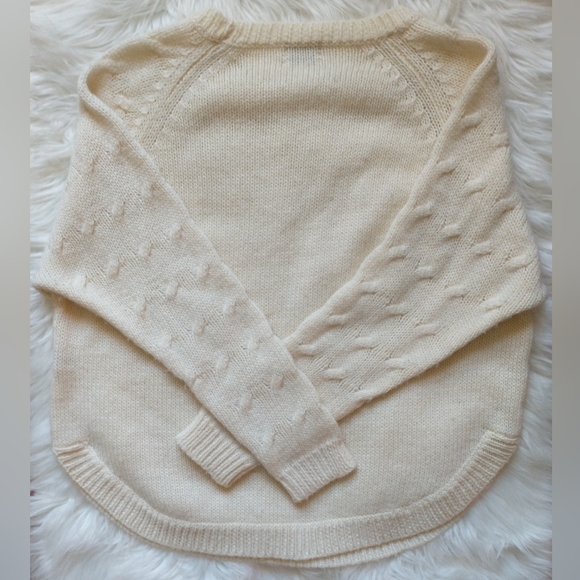 EUC Madewell Wallace cream ribbed crewneck acrylic/wool/mohair cable knit - Picture 2 of 14